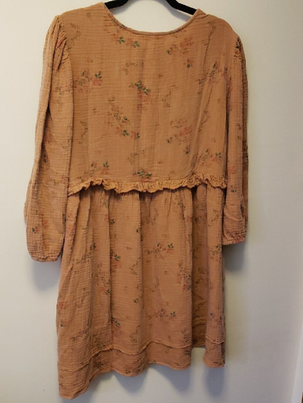 NWOT easel Brown Cotton Gauze Floral Button-Front Dress - Picture 7 of 10